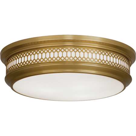 Robert Abbey Williamsburg Tucker 3 Light 17" Wide Flush Mount Bowl Ceiling Fixture with Frosted Glass Shade Antique Brass / White
