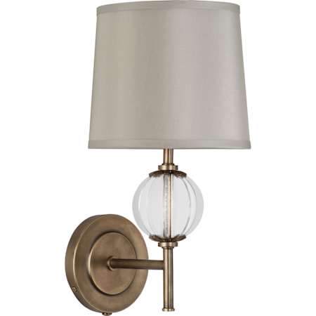 Robert Abbey Latitude 15" Tall Wall Sconce with Oyster Gray Silk Shade Aged Brass / Lucite