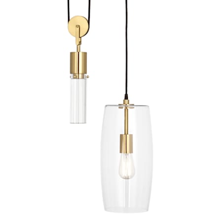 Robert Abbey Gravity 14" Wide Pendant with Clear Glass Shade Modern Brass