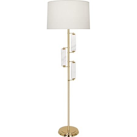 Robert Abbey Alston 61" Tall Torchiere Floor Lamp with Oyster Linen Shade Modern Brass / Marble