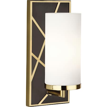 Robert Abbey Michael Berman Bond 12" Tall Wall Sconce with Frosted Glass Shade Deep Patina Bronze / Modern Brass