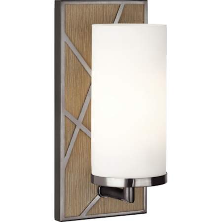 Robert Abbey Michael Berman Bond 12" Tall Wall Sconce with Frosted Glass Shade Driftwood Oak Wood / Blacken Nickel