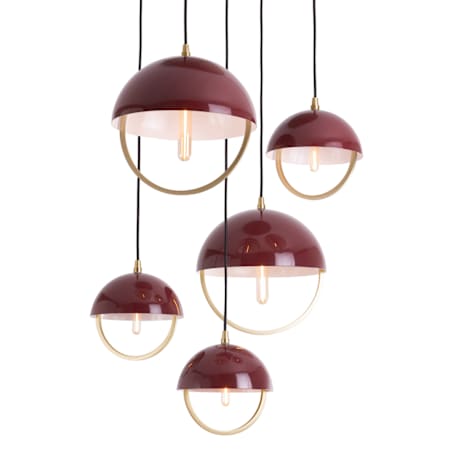 Robert Abbey Mavisten Edition Copernica 5 Light 30" Wide LED Multi Light Pendant Lacquer Burnish Brass / Oxblood
