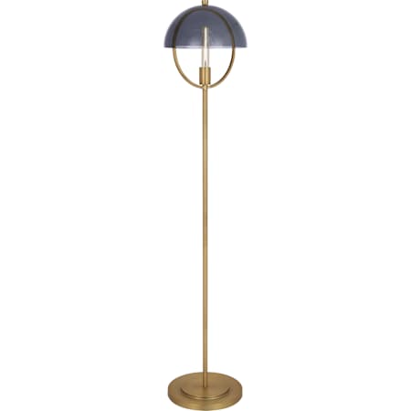 Robert Abbey Mavisten Edition Copernica 62" Tall LED Torchiere Floor Lamp with Smoked Glass Shade Lacquer Burnish Brass / Smoke