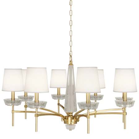 Robert Abbey Cristallo 8 Light 41" Wide Crystal Chandelier with Fabric Shades Modern Brass / Lucite Crystal