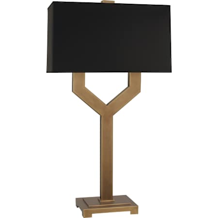 Robert Abbey Valerie 2 Light 34" Tall Buffet Table Lamp with Black Paper Shade Vintage Brass