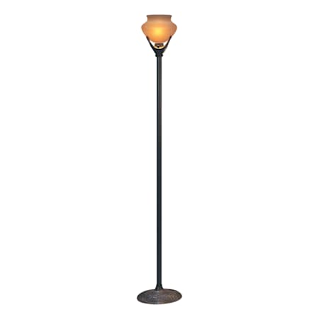 Robert Abbey Beaux Arts 69" Tall Torchiere Floor Lamp with Frosted Amber Glass Shade Antique Rust