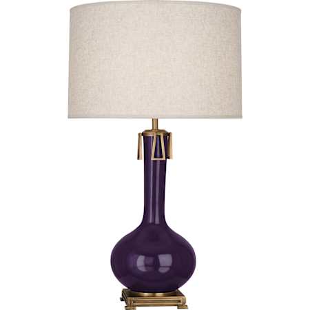 Robert Abbey Athena 32" Tall Vase Table Lamp with Open Weave, Heather Linen Shade Amethyst