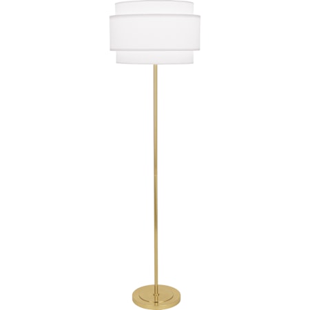 Robert Abbey Decker 63" Tall Torchiere Floor Lamp with Tiered Fabric Shades Modern Brass