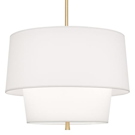 Robert Abbey Decker 3 Light 24" Wide Pendant with Tapered Tiered Fabric Shades Modern Brass / Ascot White