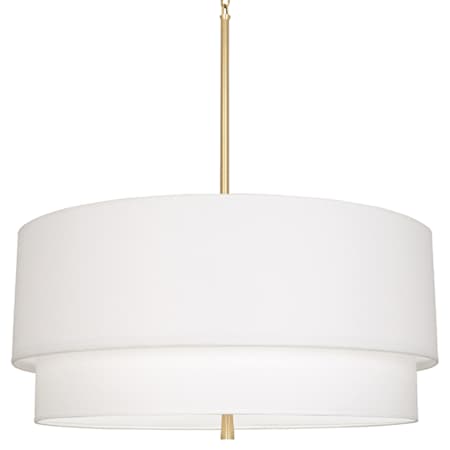 Robert Abbey Decker 3 Light 30" Wide Pendant with Tiered Fabric Shades Modern Brass / Ascot White
