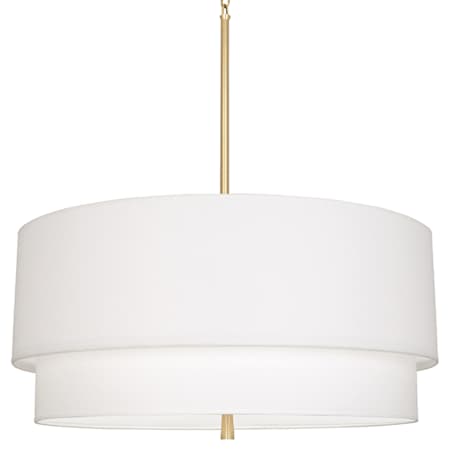 Robert Abbey Decker 3 Light 30" Wide Pendant with Tiered Fabric Shades Modern Brass / Ascot White
