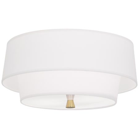 Robert Abbey Decker 2 Light 17" Wide Flush Mount Ceiling Fixture with Tiered Fabric Shades Modern Brass