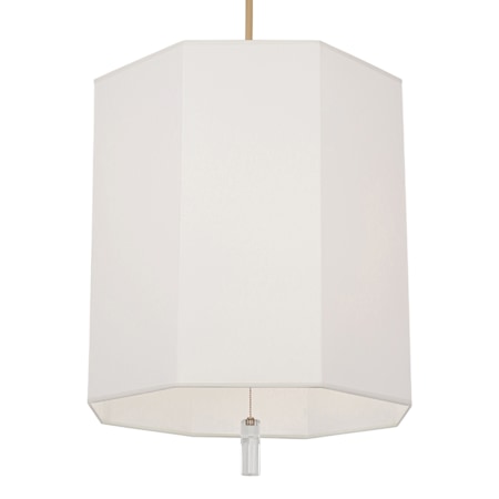 Robert Abbey Kate 6 Light 24" Wide Crystal Pendant with Fabric Shade Modern Brass / Lucite Crystal