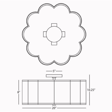 Robert Abbey-Axis 20 Flushmount-Line Drawing