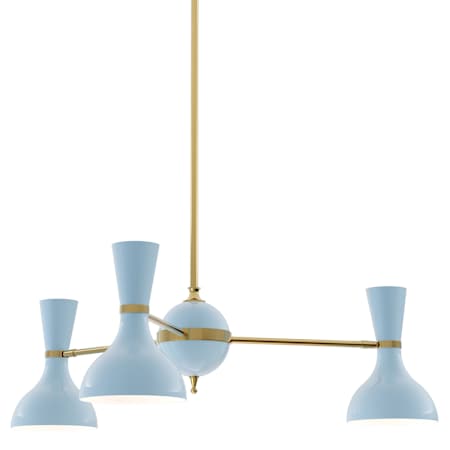 Robert Abbey Clare 3 Light 28" Wide Chandelier Modern Brass / Baby Blue