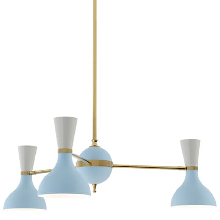 Robert Abbey Clare 3 Light 35" Wide Chandelier Modern Brass / Baby Blue / Lily