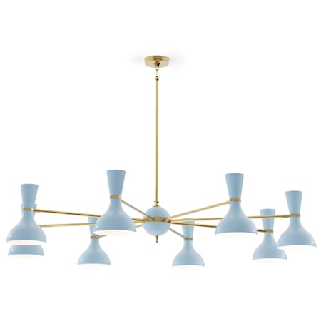 Robert Abbey Clare 8 Light 57" Wide Chandelier Modern Brass / Baby Blue