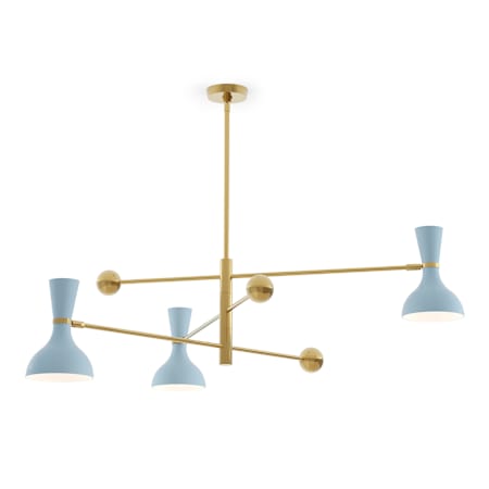 Robert Abbey Clare 3 Light 55" Wide Chandelier Modern Brass / Baby Blue
