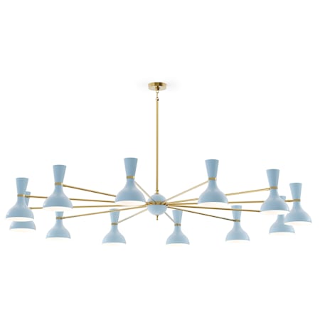 Robert Abbey Clare 12 Light 76" Wide Chandelier Modern Brass / Baby Blue