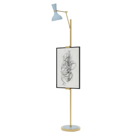 Robert Abbey Clare 76" Tall Easel Floor Lamp Modern Brass / Baby Blue