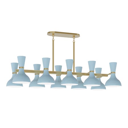 Robert Abbey Clare 10 Light 46" Wide Chandelier Modern Brass / Baby Blue