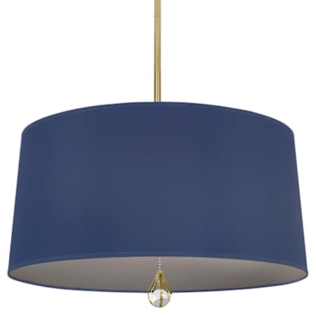 Robert Abbey Williamsburg Custis 3 Light 26" Wide Pendant with Ink Blue/Gray Fabric Shade Modern Brass