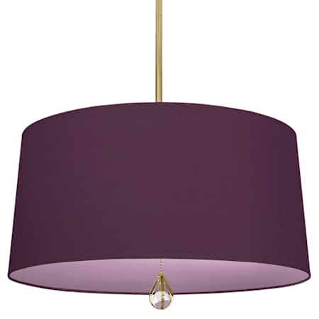 Robert Abbey Williamsburg Custis 3 Light 26" Wide Pendant with Grape/Lilac Fabric Shade Modern Brass