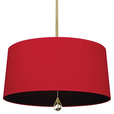 Robert Abbey Williamsburg Custis 3 Light 26" Wide Pendant with Red/Black Fabric Shade Modern Brass