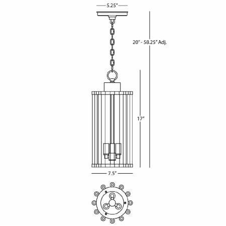 Robert Abbey-Cole 8 Pendant-Line Drawing