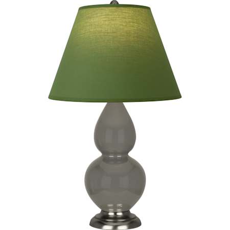 Robert Abbey Small Double Gourd 23" Tall Vase Table Lamp with Tea Green Fabric Shade and Silver Base Ash