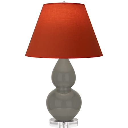 Robert Abbey Small Double Gourd 22" Tall Vase Table Lamp with Tangerine Fabric Shade and Lucite Base Ash