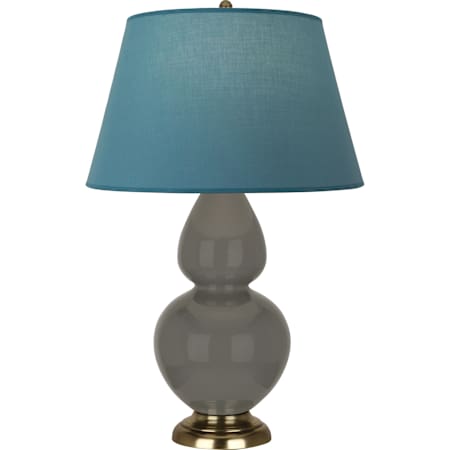 Robert Abbey Double Gourd 31" Tall Vase Table Lamp with Blue Fabric Shade and Brass Base Ash