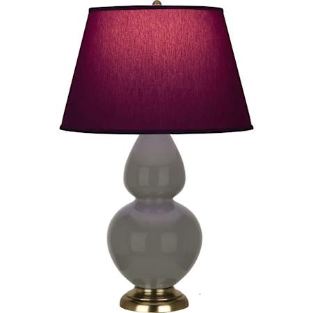 Robert Abbey Double Gourd 31" Tall Vase Table Lamp with Plum Fabric Shade and Brass Base Ash