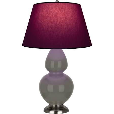 Robert Abbey Double Gourd 31" Tall Vase Table Lamp with Plum Fabric Shade and Silver Base Ash