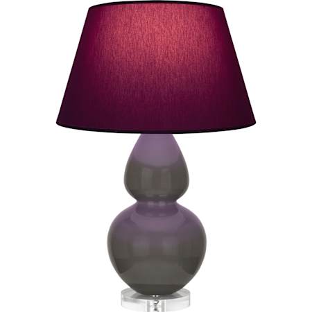 Robert Abbey Double Gourd 30" Tall Vase Table Lamp with Plum Fabric Shade and Lucite Base Ash