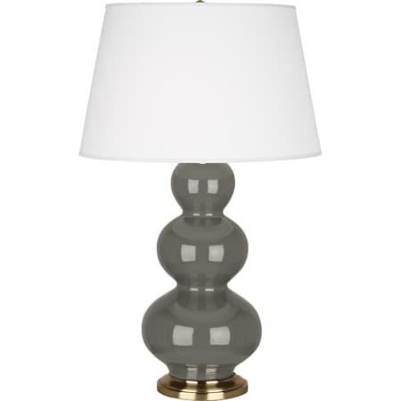Robert Abbey Triple Gourd 33" Tall Vase Table Lamp with Dupioni Silk Shade and Brass Base Ash