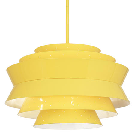 Robert Abbey Pierce 3 Light 23" Wide Pendant with Perforated Metal Shade Canary Yellow Gloss