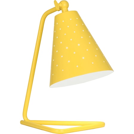 Robert Abbey Pierce 14" Tall Arc Desk Lamp with Perforated Metal Shade Canary Yellow Gloss