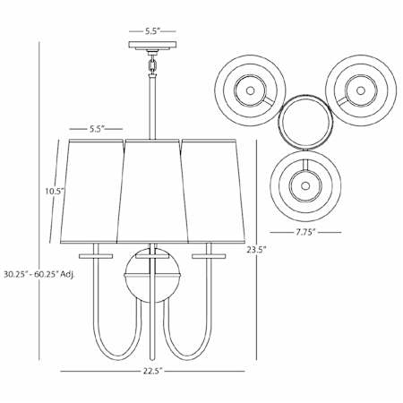 Robert Abbey-Fineas 3 OPQ ALA Chandelier-Line Drawing