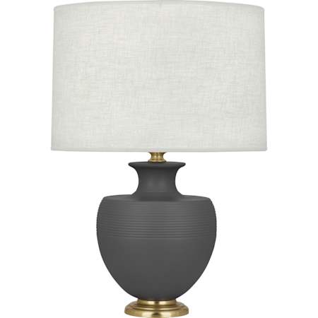 Robert Abbey Michael Berman Atlas 25" Tall Vase Table Lamp with Linen Shade and Brass Base Matte Ash