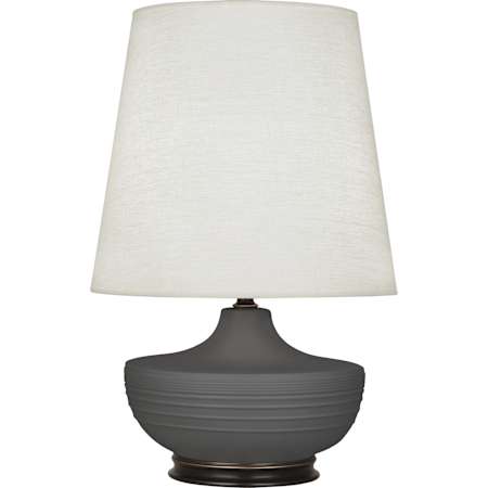 Robert Abbey Michael Berman Nolan 28" Tall Vase Table Lamp with Linen Shade and Bronze Base Matte Ash