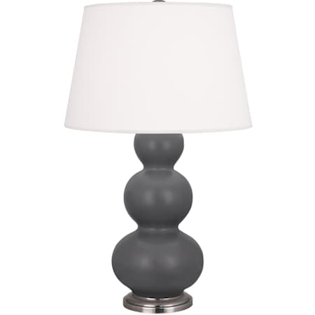 Robert Abbey Matte Triple Gourd 33" Tall Vase Table Lamp with Dupioni Silk Shade and Silver Base Matte Ash