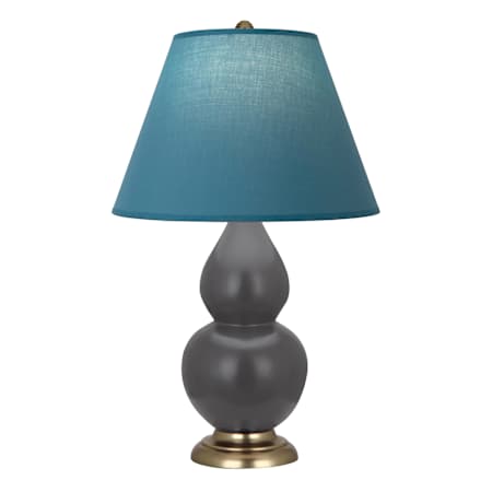 Robert Abbey Matte Small Double Gourd 23" Tall Vase Table Lamp with Blue Fabric Shade and Brass Base Matte Ash