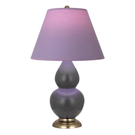 Robert Abbey Matte Small Double Gourd 23" Tall Vase Table Lamp with Lavender Fabric Shade and Brass Base Matte Ash