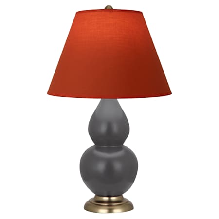 Robert Abbey Matte Small Double Gourd 23" Tall Vase Table Lamp with Tangerine Fabric Shade and Brass Base Matte Ash