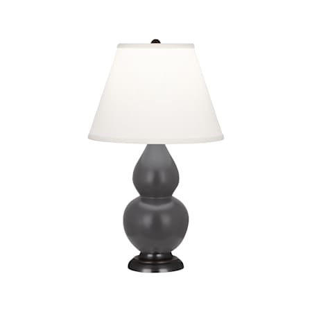 Robert Abbey Matte Small Double Gourd 23" Tall Vase Table Lamp with Dupioni Silk Shade and Bronze Base Matte Ash