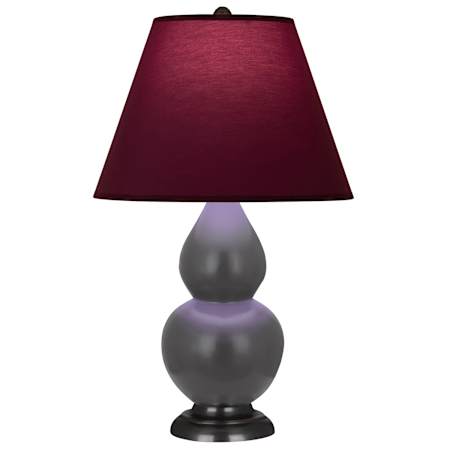 Robert Abbey Matte Small Double Gourd 23" Tall Vase Table Lamp with Plum Fabric Shade and Bronze Base Matte Ash