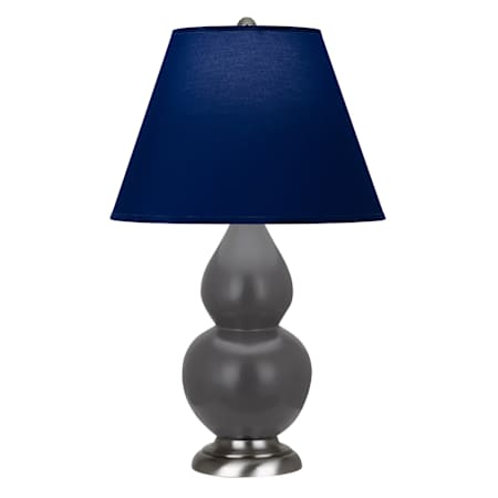 Robert Abbey Matte Small Double Gourd 23" Tall Vase Table Lamp with Navy Fabric Shade and Silver Base Matte Ash