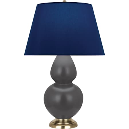 Robert Abbey Matte Double Gourd 31" Tall Vase Table Lamp with Navy Fabric Shade and Brass Base Matte Ash